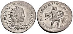 ROMAN COINS MÜNZEN DER RÖMISCHEN KAISERZEIT Traianus Decius, 249-251 für Hostilianus. AR-Antoninian, Rom; 3,04 g. Drapierte Büste r. mit Strahlenbinde//Mars geht r. mit Speer und Schild. Coh. 15; RIC 