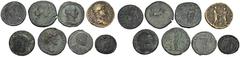 ROMAN COINS LOTS RÖMISCHER MÜNZEN Lot reichsrömischer Bronzemünzen: Enthalten sind 5 Sesterze (Caligula für Divus Augustus, Hadrian, Antoninus Pius, Faustina filia, Trebonianus Gallus), zwei Doppelmai