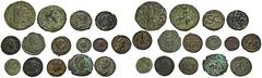 ROMAN COINS LOTS RÖMISCHER MÜNZEN Lot römischer Münzen: Das Lot enthält 15 Bronzemünzen, darunter Folles und Centenionales des 4. Jahrhunderts. Dazu zählen Prägungen für Vespasianus, Commodus, Philipp