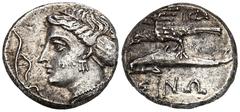 GREEK COINS PAPHLAGONIA SINOPE. AR-Drachme, 330/300 v. Chr., Magistrat Ikesios; 6,05 g. Nymphenkopf l., davor Aphlaston//Adler l. auf Delphin. Hoover 391; SNG BM 1487 (dort ohne Aphlaston und mit redu