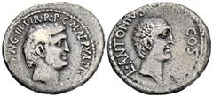 ROMAN COINS IMPERATORISCHE PRÄGUNGEN Marcus Antonius, † 30 v. Chr. und Lucius Antonius. AR-Denar, 41 v. Chr., Ephesus, M. Cocceius Nerva; 3,63 g. Beiderseits Kopf r. Bab. 48; BMC 107; Crawf. 517/5 a; 