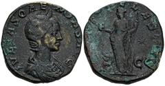 ROMAN COINS MÜNZEN DER RÖMISCHEN KAISERZEIT Antoninus IV. Elagabal, 218-222 für Julia Soaemias. Æ-Sesterz, Rom; 23,18 g. Drapierte Büste r. mit Diadem//Venus steht l. mit Apfel und Zepter, im Feld r. 