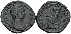 ROMAN COINS MÜNZEN DER RÖMISCHEN KAISERZEIT Severus Alexander, 222-235 für Orbiana. Æ-Sesterz, 225, Rom; 19,5 g. Drapierte Büste r. mit Diadem//Concordia sitzt l. mit Patera und Doppelfüllhorn. BMC 29