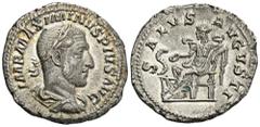 ROMAN COINS MÜNZEN DER RÖMISCHEN KAISERZEIT Maximinus I. Thrax, 235-238. AR-Denar, 235/236, Rom; 3,03 g. Drapierte Büste r. mit Lorbeerkranz//Salus sitzt l. und füttert Schlange. BMC 21 und 99; Coh. 8