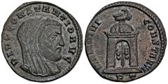 ROMAN COINS MÜNZEN DER RÖMISCHEN KAISERZEIT Maxentius, 306-312 für Divus Constantius I. Æ-Follis, 307/308, Ticinum, 3. Offizin; 5,49 g. Kopf r. mit Schleier//Grabmonument, darauf Adler r., zurückblick