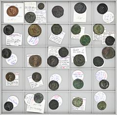 ROMAN COINS LOTS RÖMISCHER MÜNZEN Lot kaiserzeitlicher Bronzeprägungen: Das interessante Lot enthält vier Sesterze, sieben Dupondii, 18 Asses und eine Quadrans des 1. bis 3. Jahrhunderts. Vertreten si