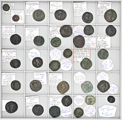 ROMAN COINS LOTS RÖMISCHER MÜNZEN Lot kaiserzeitlicher Bronzeprägungen: Das interessante Lot enthält zehn Sesterze, vier Dupondii, 14 Asses, eine Semis und eine Quadrans des 1. bis 3. Jahrhunderts. Es