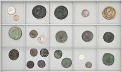 ROMAN COINS LOTS RÖMISCHER MÜNZEN Lot römische Münzen: Enthalten sind 18 Silber- und Bronzemünzen des römischen Kaiserreichs, u.a. Denare von Traianus und Maximinus I. Thrax, Sesterzen von Nerva, Trai