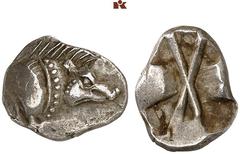 DIE SAMMLUNG DR. KAYA SAYAR, TEIL I - LYKIEN, PAMPHYLIEN UND KILIKIEN LYCIA. Prä- und protodynastische Prägungen. Unbestimmter Dynast AR-Diobol, 500/480 v. Chr., unbestimmte Münzstätte; 1,42 g. Eberpr