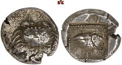 DIE SAMMLUNG DR. KAYA SAYAR, TEIL I - LYKIEN, PAMPHYLIEN UND KILIKIEN LYCIA. Prä- und protodynastische Prägungen. Amartite AR-Stater, um 480 v. Chr., unbestimmte Münzstätte; 9,23 g. Krebs/In Incusum: 