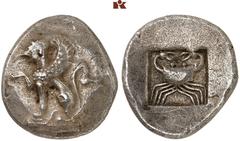 DIE SAMMLUNG DR. KAYA SAYAR, TEIL I - LYKIEN, PAMPHYLIEN UND KILIKIEN LYCIA. Prä- und protodynastische Prägungen. Unbestimmter Dynast AR-Stater, 480/460 v. Chr., unbestimmte Münzstätte; 9,37 g. Sphinx