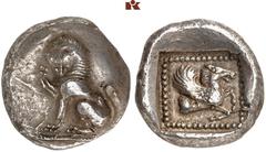 DIE SAMMLUNG DR. KAYA SAYAR, TEIL I - LYKIEN, PAMPHYLIEN UND KILIKIEN LYCIA. Prä- und protodynastische Prägungen. Unbestimmter Dynast AR-Stater, um 480 v. Chr., unbestimmte Münzstätte; 9,31 g. Löwe si