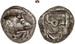 DIE SAMMLUNG DR. KAYA SAYAR, TEIL I - LYKIEN, PAMPHYLIEN UND KILIKIEN LYCIA. Dynastische Prägungen. ZAGABA, Zeit des Kuprilli AR-Stater, 470/440 v. Chr.; 8,97 g. Eberprotome r.//In Incusum: Perlquadra