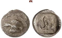 DIE SAMMLUNG DR. KAYA SAYAR, TEIL I - LYKIEN, PAMPHYLIEN UND KILIKIEN LYCIA. Dynastische Prägungen. Kuprilli AR-Obol, 470/440 v. Chr., unbestimmte Münzstätte; 0,44 g. Adler fliegt l.//In Incusum: Perl