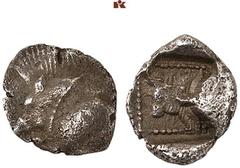 DIE SAMMLUNG DR. KAYA SAYAR, TEIL I - LYKIEN, PAMPHYLIEN UND KILIKIEN LYCIA. Dynastische Prägungen. Unbestimmter Dynast AR-Obol, 470/440 v. Chr.; 0,60 g. Eberprotome l.//In Incusum: Perlquadrat, darin