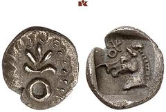 DIE SAMMLUNG DR. KAYA SAYAR, TEIL I - LYKIEN, PAMPHYLIEN UND KILIKIEN LYCIA. Dynastische Prägungen. Khinakha AR-Hemiobol, 470/440 v. Chr., unbestimmte Münzstätte; 0,33 g. Lineares Symbol//In Incusum: 