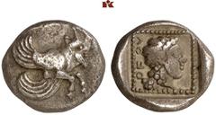 DIE SAMMLUNG DR. KAYA SAYAR, TEIL I - LYKIEN, PAMPHYLIEN UND KILIKIEN LYCIA. Dynastische Prägungen. Uwug/Orou AR-Tetrobol, 470/440 v. Chr., unbestimmte Münzstätte; 2,90 g. Androkephale, geflügelte Sti