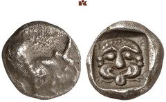 DIE SAMMLUNG DR. KAYA SAYAR, TEIL I - LYKIEN, PAMPHYLIEN UND KILIKIEN LYCIA. Dynastische Prägungen. Uwug/Orou AR-Diobol, 470/440 v. Chr., unbestimmte Münzstätte; 1,45 g. Geflügelte Stierprotome r.//In