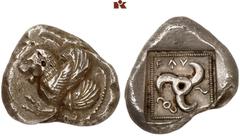 DIE SAMMLUNG DR. KAYA SAYAR, TEIL I - LYKIEN, PAMPHYLIEN UND KILIKIEN LYCIA. Dynastische Prägungen. Wekhssere I AR-Stater, 440/430 v. Chr., unbestimmte Münzstätte; 8,51 g. Geflügelte Löwenprotome l.//