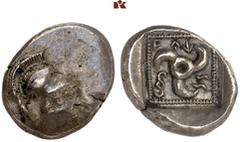 DIE SAMMLUNG DR. KAYA SAYAR, TEIL I - LYKIEN, PAMPHYLIEN UND KILIKIEN LYCIA. Dynastische Prägungen. Wekhssere I AR-Tetrobol, 440/430 v. Chr., unbestimmte Münzstätte; 2,66 g. Athenakopf r. mit korinthi