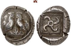 DIE SAMMLUNG DR. KAYA SAYAR, TEIL I - LYKIEN, PAMPHYLIEN UND KILIKIEN LYCIA. Dynastische Prägungen. Teththiveibi AR-Stater, 440/430 v. Chr., unbestimmte Münzstätte (Kandyba?); 8,48 g. Auf Rundschild: 