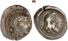 DIE SAMMLUNG DR. KAYA SAYAR, TEIL I - LYKIEN, PAMPHYLIEN UND KILIKIEN LYCIA. Dynastische Prägungen. Kherei AR-Stater, 430/410 v. Chr., Pinara; 8,56 g. Athenakopf r. mit attischem Helm, l. linerares Sy