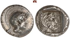 DIE SAMMLUNG DR. KAYA SAYAR, TEIL I - LYKIEN, PAMPHYLIEN UND KILIKIEN LYCIA. Dynastische Prägungen. Ddenevele AR-Stater, 410/400 v. Chr., Telmessos; 8,45 g. Athenakopf r. mit attischem Helm, davor lin