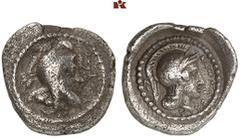 DIE SAMMLUNG DR. KAYA SAYAR, TEIL I - LYKIEN, PAMPHYLIEN UND KILIKIEN LYCIA. Dynastische Prägungen. Ddenevele AR-Hemidrachme, 410/400 v. Chr., unbestimmte Münzstätte (Xanthos oder Tlos?); 2,02 g. Kopf