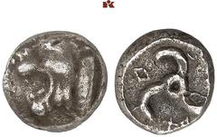 DIE SAMMLUNG DR. KAYA SAYAR, TEIL I - LYKIEN, PAMPHYLIEN UND KILIKIEN LYCIA. Dynastische Prägungen. ZAGABA (Zeit des Wekhssere II.) AR-Diobol, 400/390 v. Chr.; 1,29 g. Löwenkopf l.//In rundem Incusum: