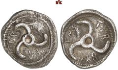 DIE SAMMLUNG DR. KAYA SAYAR, TEIL I - LYKIEN, PAMPHYLIEN UND KILIKIEN LYCIA. Dynastische Prägungen. Trbbenimi AR-Tetrobol, um 390/370 v. Chr., Wedrei; 3,01 g. Triskelis//In rundem Incusum: Perlkreis, 