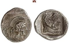 DIE SAMMLUNG DR. KAYA SAYAR, TEIL I - LYKIEN, PAMPHYLIEN UND KILIKIEN LYCIA. Dynastische Prägungen. Artumpara AR-Diobol, um 370 v. Chr., Telmessos; 1,36 g. Athenakopf r. mit attischem Helm//In Incusum