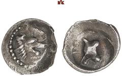 DIE SAMMLUNG DR. KAYA SAYAR, TEIL I - LYKIEN, PAMPHYLIEN UND KILIKIEN LYCIA. Dynastische Prägungen. Maussolos von Karien AR-Hemiobol, nach 360 v. Chr., Xanthos; 0,27 g. Löwenkopf r.//Astragal. Ashton,