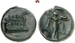 DIE SAMMLUNG DR. KAYA SAYAR, TEIL I - LYKIEN, PAMPHYLIEN UND KILIKIEN LYCIA. Prägungen lykischer Städte. PHASELIS Æs, 220/190 v. Chr.; 5,14 g. Prora r.//Athena Promachos steht r. mit Speer und Schild.