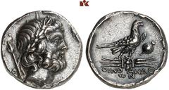 DIE SAMMLUNG DR. KAYA SAYAR, TEIL I - LYKIEN, PAMPHYLIEN UND KILIKIEN LYCIA. Prägungen lykischer Städte. OINOANDA AR-Stater, frühes 2. Jahrhundert v. Chr.; 8,29 g. Zeuskopf r. mit Lorbeerkranz, dahint
