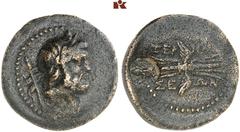 DIE SAMMLUNG DR. KAYA SAYAR, TEIL I - LYKIEN, PAMPHYLIEN UND KILIKIEN LYCIA. Prägungen lykischer Städte. TERMESSOS Æs, 1. Jahrhundert v. Chr.; 6,63 g. Zeuskopf r., dahinter Zepter//Geflügelter Blitz, 