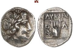 DIE SAMMLUNG DR. KAYA SAYAR, TEIL I - LYKIEN, PAMPHYLIEN UND KILIKIEN LYCIA. Prägungen der lykischen Liga. Periode II: Silbermünzen. OLYMPOS AR-Drachme, 167/81 v. Chr.; 2,65 g. Apollokopf r. mit Lorbe