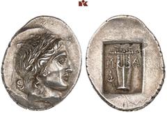 DIE SAMMLUNG DR. KAYA SAYAR, TEIL I - LYKIEN, PAMPHYLIEN UND KILIKIEN LYCIA. Prägungen der lykischen Liga. Periode IV: Silbermünzen der Bezirke, Kitarephoroi. MASIKYTOS AR-Hemidrachme, 44/18 v. Chr.; 