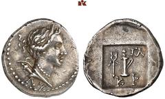 DIE SAMMLUNG DR. KAYA SAYAR, TEIL I - LYKIEN, PAMPHYLIEN UND KILIKIEN LYCIA. Prägungen der lykischen Liga. Periode IV: Silbermünzen der Bezirke, Hemikitarephoroi. KRAGOS AR-Trihemiobol, 44/18 v. Chr.,