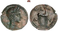 DIE SAMMLUNG DR. KAYA SAYAR, TEIL I - LYKIEN, PAMPHYLIEN UND KILIKIEN LYCIA. Prägungen der lykischen Liga. Periode V: Bronzemünzen der Bezirke, Serie B. KYANEAI Æs, 27 v. Chr./40 n. Chr.; 2,85 g. Drap