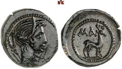 DIE SAMMLUNG DR. KAYA SAYAR, TEIL I - LYKIEN, PAMPHYLIEN UND KILIKIEN LYCIA. Prägungen der lykischen Liga. Periode V: Bronzemünzen der Bezirke, Serie B. MASIKYTOS Æs, 27 v. Chr./40 n. Chr.; 4,11 g. Dr