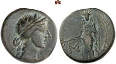 DIE SAMMLUNG DR. KAYA SAYAR, TEIL I - LYKIEN, PAMPHYLIEN UND KILIKIEN LYCIA. Prägungen der lykischen Liga. Periode V: Bronzemünzen der Bezirke, Serie F. MASIKYTOS Æs, nach 27 v. Chr.; 4,68 g. Apolloko