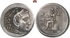 DIE SAMMLUNG DR. KAYA SAYAR, TEIL I - LYKIEN, PAMPHYLIEN UND KILIKIEN PAMPHYLIA. ASPENDOS. AR-Tetradrachme (Alexandreier), 187/186 v. Chr.; 16,81 g. Herakleskopf im Löwenfell r.//Zeus Aetophoros sitzt