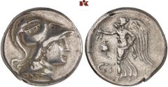 DIE SAMMLUNG DR. KAYA SAYAR, TEIL I - LYKIEN, PAMPHYLIEN UND KILIKIEN PAMPHYLIA. SIDE. AR-Tetradrachme, 205/190 v. Chr., Magistrat St(...); 16,28 g. Athenakopf r. mit korinthischem Helm, darauf rechte