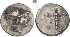 DIE SAMMLUNG DR. KAYA SAYAR, TEIL I - LYKIEN, PAMPHYLIEN UND KILIKIEN PAMPHYLIA. SIDE. AR-Tetradrachme, 205/190 v. Chr.; 16,61 g. Athenakopf r. mit korinthischem Helm//Nike geht l. mit Kranz, im Feld 