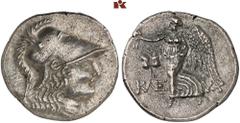 DIE SAMMLUNG DR. KAYA SAYAR, TEIL I - LYKIEN, PAMPHYLIEN UND KILIKIEN PAMPHYLIA. SIDE. AR-Tetradrachme, 145/125 v. Chr., Magistrat Kleuchares (II); 16,21 g. Athenakopf r. mit korinthischem Helm//Nike 