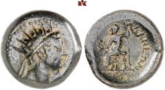 DIE SAMMLUNG DR. KAYA SAYAR, TEIL I - LYKIEN, PAMPHYLIEN UND KILIKIEN CILICIA. ADANA. Æs, nach 164 v. Chr.; 9,85 g. Helioskopf r.//Zeus Nikephoros sitzt l. mit Zepter. Levante in NC 1984, 25; SNG Fran