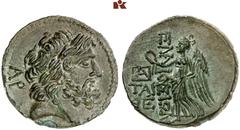 DIE SAMMLUNG DR. KAYA SAYAR, TEIL I - LYKIEN, PAMPHYLIEN UND KILIKIEN CILICIA. ELAIUSSA-SEBASTE. Æs, 1. Jahrhundert v. Chr.; 5,84 g. Zeuskopf r. mit Diadem//Nike geht l. mit Kranz. SNG France 2, vergl