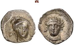 DIE SAMMLUNG DR. KAYA SAYAR, TEIL I - LYKIEN, PAMPHYLIEN UND KILIKIEN CILICIA. NAGIDOS. AR-Obol, 420/380 v. Chr.; 0,67 g. Kopf der Aphrodite fast v. v.//Jugendlicher Kopf des Dionysos fast v. v. mit E