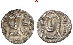 DIE SAMMLUNG DR. KAYA SAYAR, TEIL I - LYKIEN, PAMPHYLIEN UND KILIKIEN CILICIA. POSIDION. AR-Obol, um 333 v. Chr.; 0,77 g. Athenakopf fast v. v. mit attischem Helm, r. Pileus//Weiblicher Kopf v. v. Ver