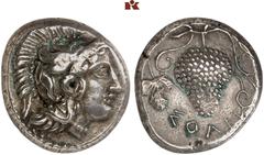 DIE SAMMLUNG DR. KAYA SAYAR, TEIL I - LYKIEN, PAMPHYLIEN UND KILIKIEN CILICIA. SOLOI. AR-Stater, 385/350 v. Chr.; 10,37 g. Athenakopf r. mit attischem Helm, Greif als Helmzier// Weintraube. SNG France